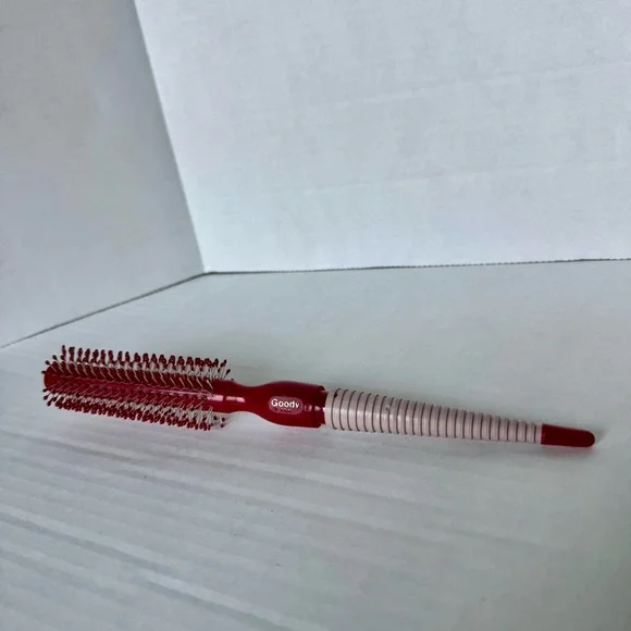 Vintage Goody Futura Round Hairbrush 1985 Comfor-Tip Bristles Red Tan Grip - Picture 4 of 14